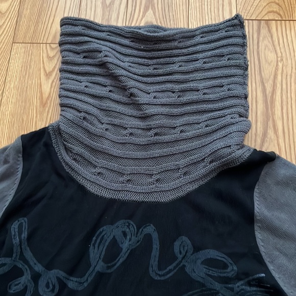 Grey And Black Cowl Neck Sweater - Picture 3 of 6